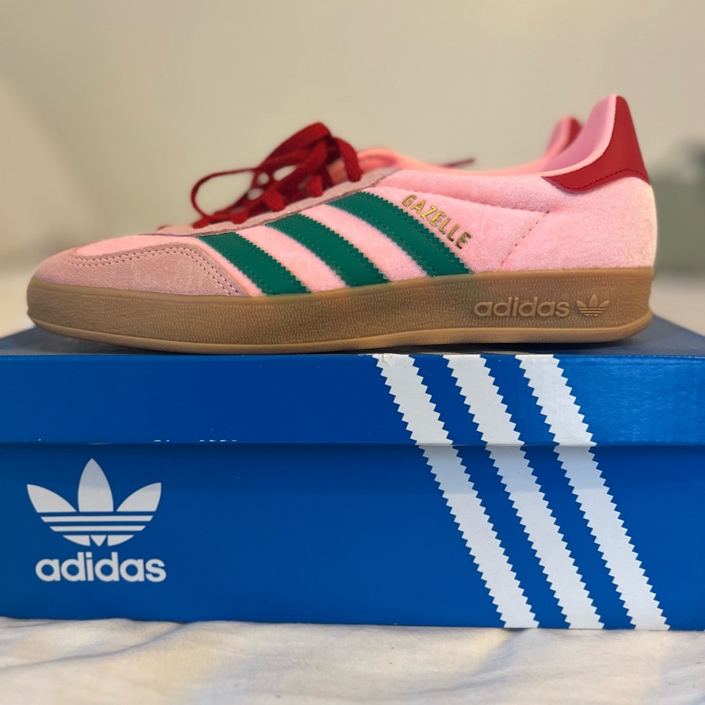 adidas Gazelle Pink and Green Sneakers